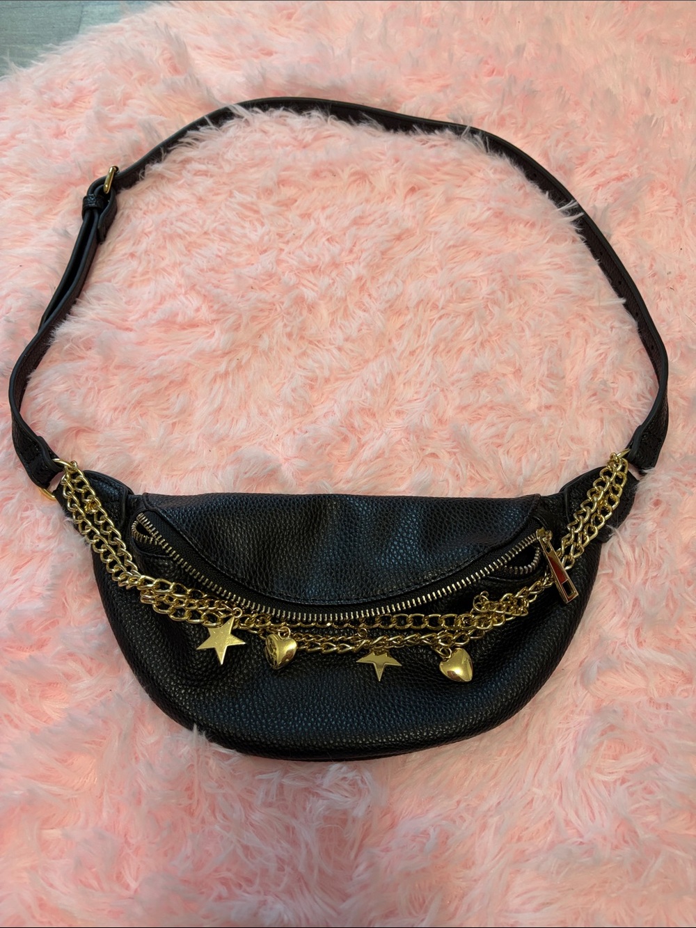 Faux Leather Chain Charm Belt Bag NWOT